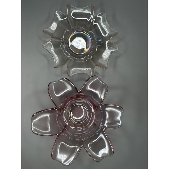 Vintage pink glass daisy dish set. Set of 2. - Picture 2 of 7